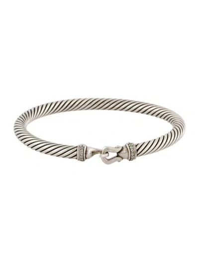 Pre-owned David Yurman Diamond Buckle Classic Cable Bracelet, 6.75" In Multi
