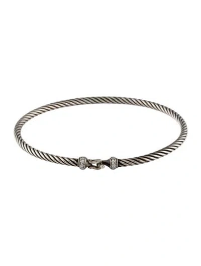 Pre-owned David Yurman Diamond Buckle Classic Cable Bracelet, 7" In Multi