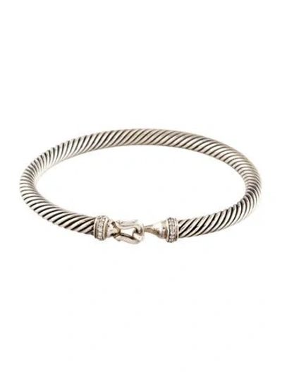 Pre-owned David Yurman Diamond Buckle Classic Cable Bracelet, 7" In Multi