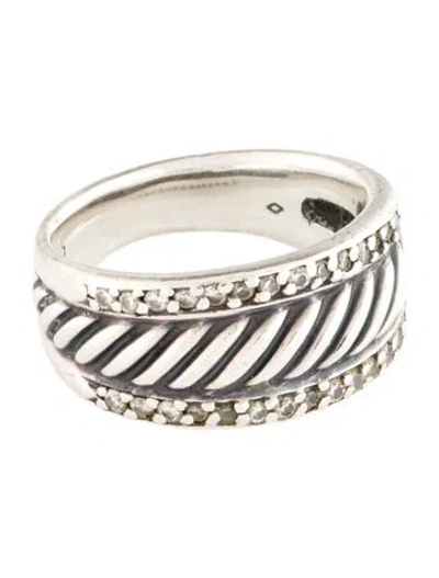 Pre-owned David Yurman Diamond Cable Band In Multi
