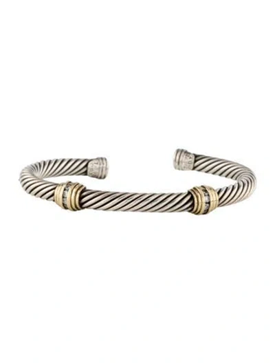 Pre-owned David Yurman Diamond Cable Bracelet, 6.5" In Multi