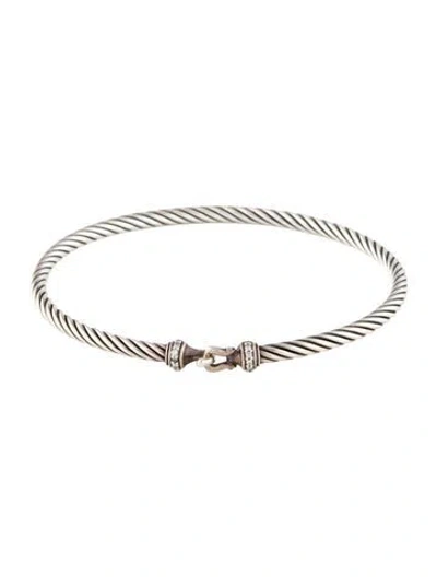 Pre-owned David Yurman Diamond Cable Buckle Bangle, 6.25" In Multi