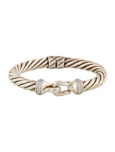 Pre-owned David Yurman Diamond Cable Buckle Bracelet, 6.75" In Multi