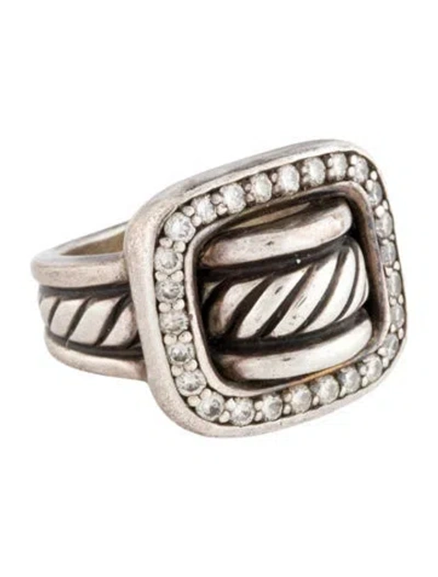 Pre-owned David Yurman Diamond Cable Buckle Ring In Multi