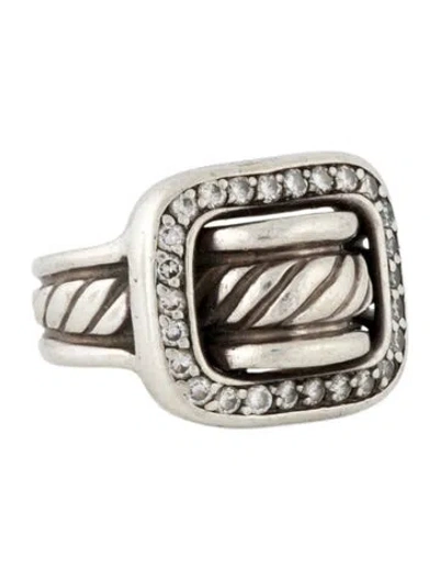 Pre-owned David Yurman Diamond Cable Buckle Ring In Multicolor