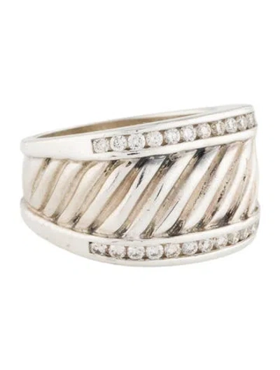 Pre-owned David Yurman Diamond Cable Cigar Band In Multi