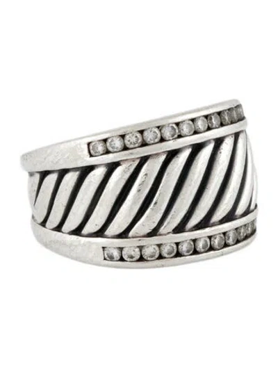 Pre-owned David Yurman Diamond Cable Cigar Band In Multi