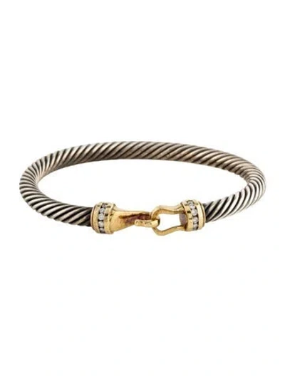 Pre-owned David Yurman Diamond Cable Classic Buckle Bracelet, 6.5" In Multicolor