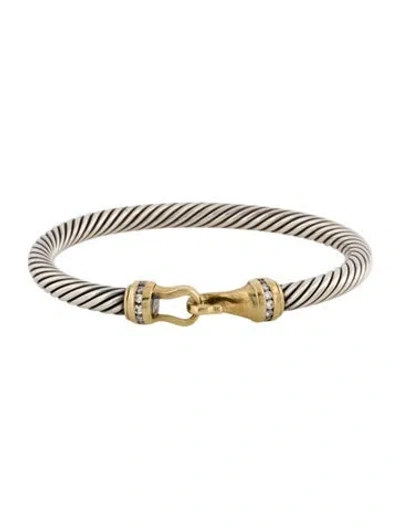 Pre-owned David Yurman Diamond Cable Classic Buckle Bracelet In Multi