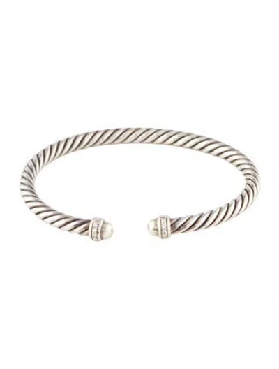 Pre-owned David Yurman Diamond Cable Classic Cuff, 5.5" In Multi