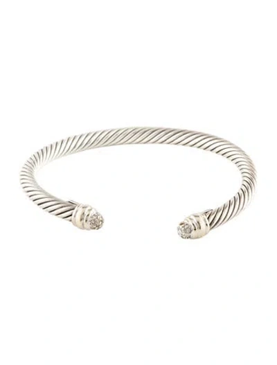 Pre-owned David Yurman Diamond Cable Classic Cuff, 6.75" In Multi