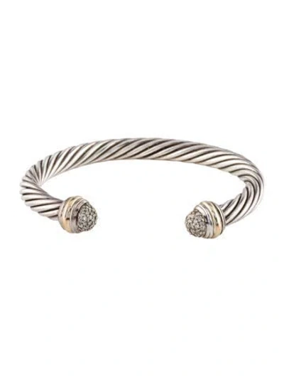 Pre-owned David Yurman Diamond Cable Classic Cuff, 7" In Multi