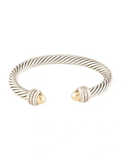 Pre-owned David Yurman Diamond Cable Classic Cuff, 7" In Multi