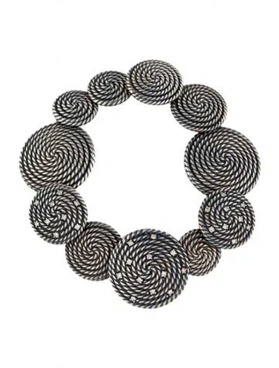 Pre-owned David Yurman Diamond Cable Coil Link Bracelet, 6.75" In Multi