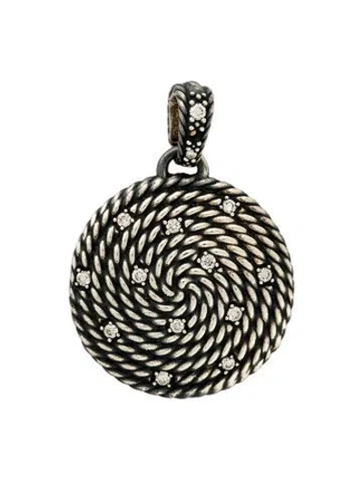 Pre-owned David Yurman Diamond Cable Coil Pendant, 1.25" In Multi