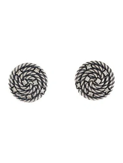 Pre-owned David Yurman Diamond Cable Coil Stud Earrings In Multicolor