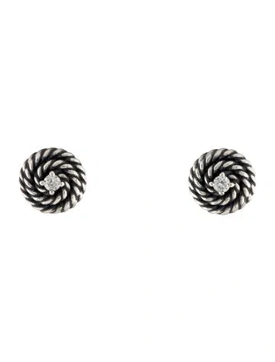 Pre-owned David Yurman Diamond Cable Coil Studs In Multi