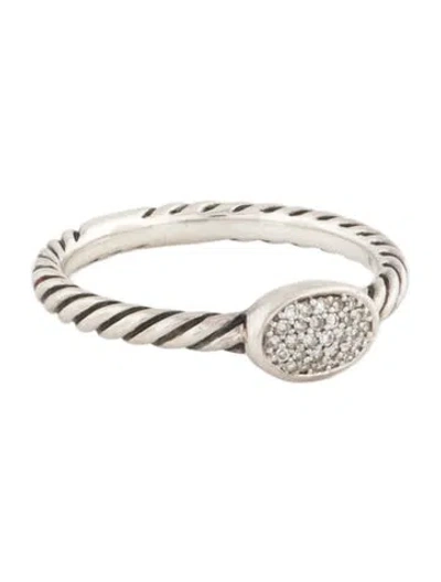 Pre-owned David Yurman Diamond Cable Collectables Oval Stack Ring In Multicolor