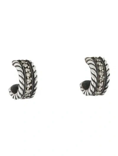 Pre-owned David Yurman Diamond Cable Collectibles Huggie Earrings In Multi