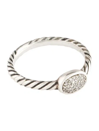 Pre-owned David Yurman Diamond Cable Collectibles Oval Stack Ring In Multi