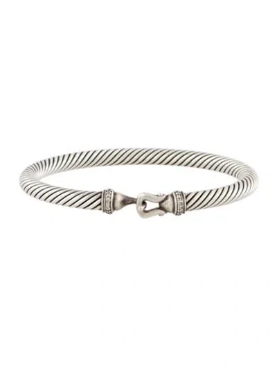 Pre-owned David Yurman Diamond Cable Flex Buckle Bracelet, 6.25" In Multi