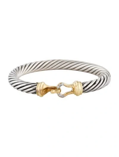 Pre-owned David Yurman Diamond Cable Flex Buckle Bracelet, 6.25" In Multicolor