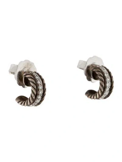 Pre-owned David Yurman Diamond Cable Huggies In Multi