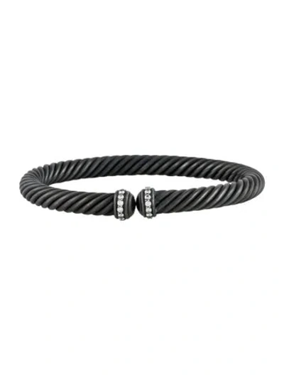 Pre-owned David Yurman Diamond Cable Spira Cuff Bracelet, 7" In Multi