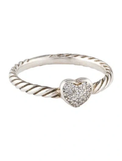 Pre-owned David Yurman Diamond Cable Stack Heart Ring In Multi