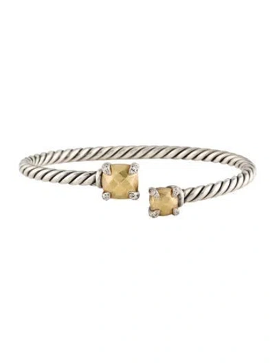 Pre-owned David Yurman Diamond Chatelaine Bypass Cuff, 6" In Multi
