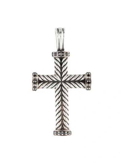 Pre-owned David Yurman Diamond Chevron Cross Pendant In Multicolor