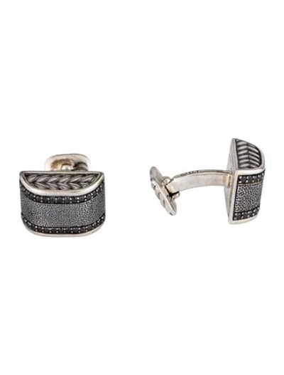 Pre-owned David Yurman Diamond Chevron Cufflinnks In Multicolor