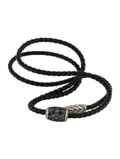 Pre-owned David Yurman Diamond Chevron Triple Wrap Bracelet In Black