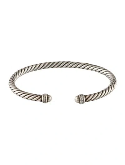 Pre-owned David Yurman Diamond Classic Cable Bracelet, 6.25" In Multicolor