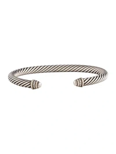 Pre-owned David Yurman Diamond Classic Cable Bracelet, 6.25" In Multicolor