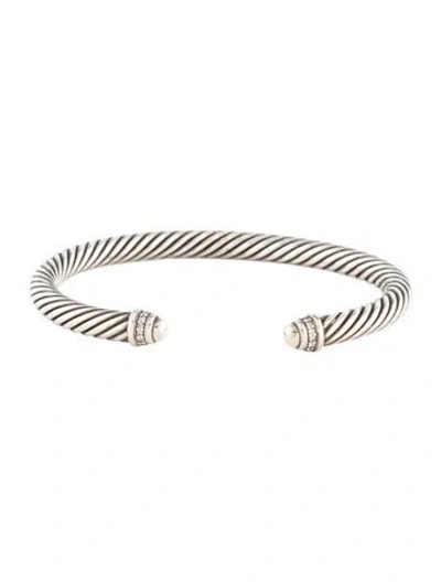 Pre-owned David Yurman Diamond Classic Cable Bracelet, 6.25" In Multicolor