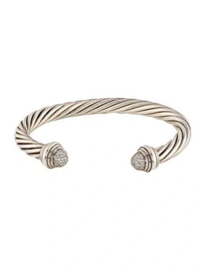 Pre-owned David Yurman Diamond Classic Cable Bracelet, 6.5" In Multi
