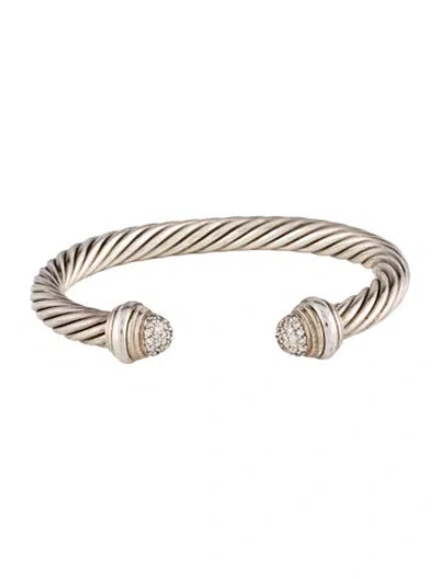 Pre-owned David Yurman Diamond Classic Cable Bracelet, 6.5" In Multi