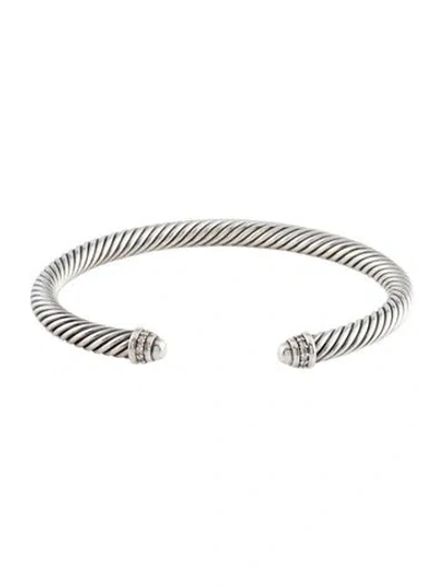 Pre-owned David Yurman Diamond Classic Cable Bracelet, 6.5" In Multi