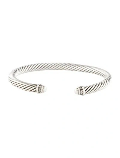 Pre-owned David Yurman Diamond Classic Cable Bracelet, 6.75" In Multi