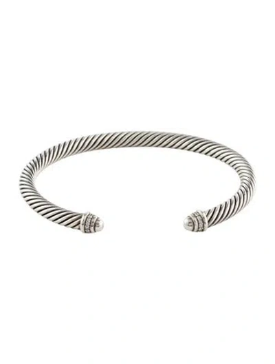 Pre-owned David Yurman Diamond Classic Cable Bracelet, 7" In Multi