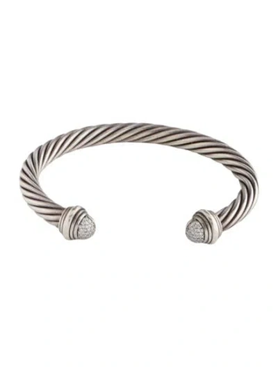 Pre-owned David Yurman Diamond Classic Cable Bracelet, 7" In Multi
