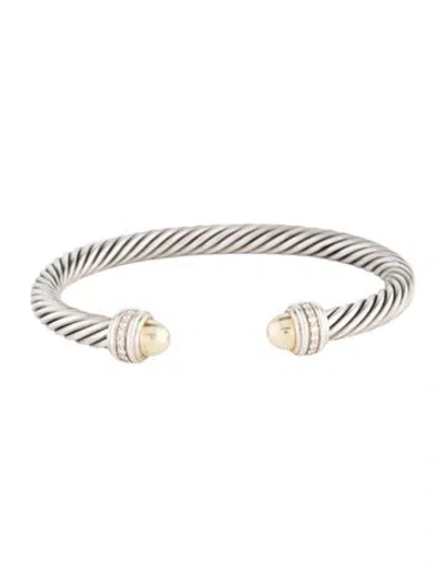 Pre-owned David Yurman Diamond Classic Cable Bracelet In Multicolor