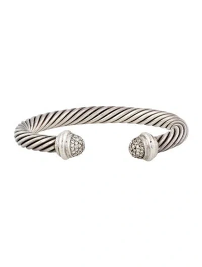 Pre-owned David Yurman Diamond Classic Cable Cuff, 6.75" In Multi
