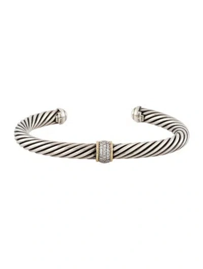 Pre-owned David Yurman Diamond Classic Cable Cuff, 7.5" In Multi