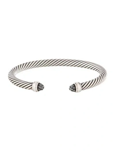 Pre-owned David Yurman Diamond Classic Cable Cuff Bracelet, 6.25" In Multi