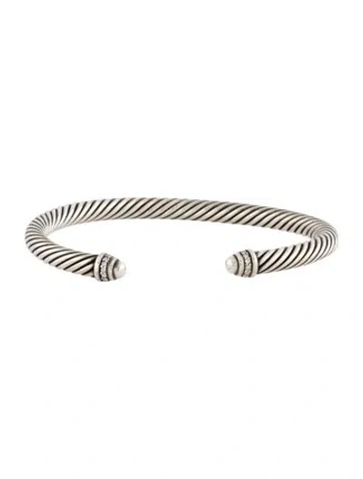 Pre-owned David Yurman Diamond Classic Cable Dome Cuff Bracelet, 7" In Multi