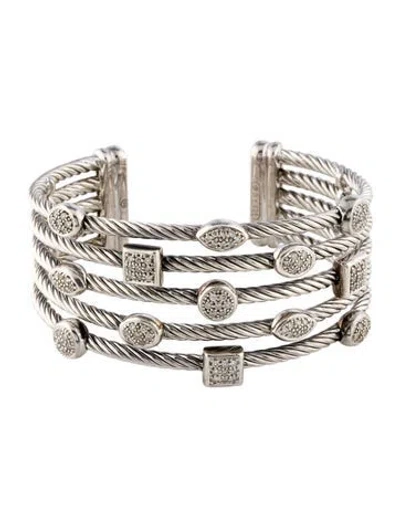 Pre-owned David Yurman Diamond Confetti 5 Row Cuff Bracelet, 6.5" In Multi