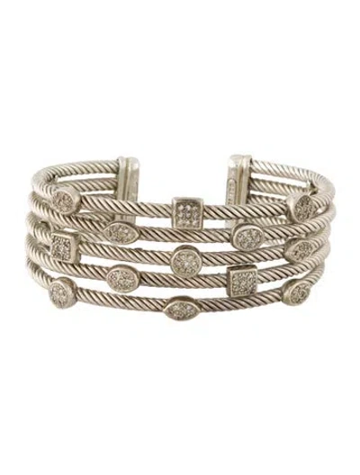 Pre-owned David Yurman Diamond Confetti Five-row Cuff Bracelet, 6" In Multi
