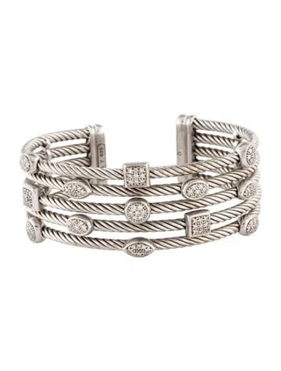 Pre-owned David Yurman Diamond Confetti Five-row Cuff Bracelet, 6" In Multicolor